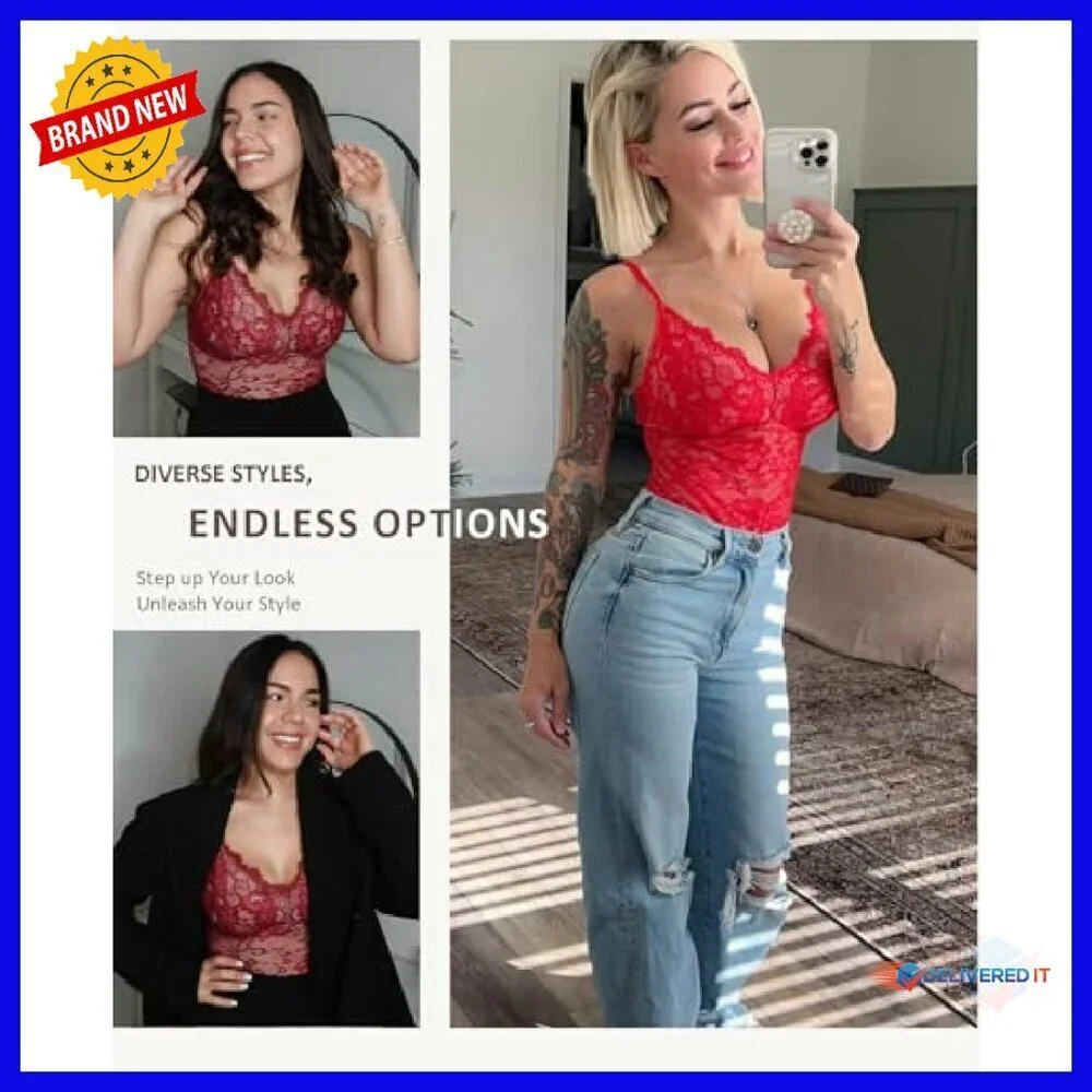 Lace Shapewear Bodysuit Tummy Control V-Neck Sleeveless Jumpsuit